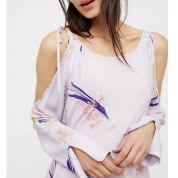 Free People Clear Skies Mini Dress Tunic Asymmetrical Hem Floral Print Small NWT - Picture 13 of 15